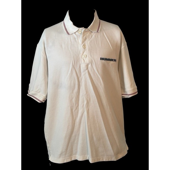 Hummer Polo Shirt‎ Mens Large White Short Sleeve General Motors Cadre Apparel